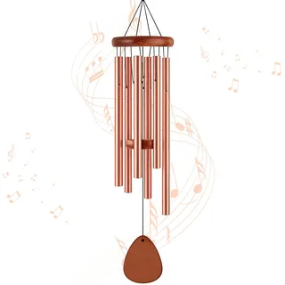 DONGDA Windspiele für Draußen Hängend, 6 Rohre Windspiel Metall Klangspiel Garten Glockenspiel Hängend Wind Chimes für Garten/Draußen (Roségold)