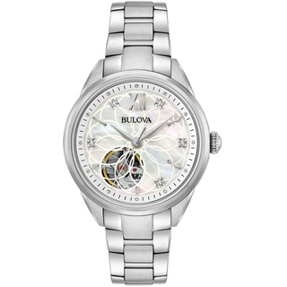 Bulova Damen Analog Automatik Uhr mit Edelstahl Armband 96P181
