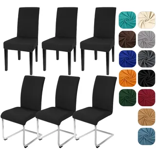 Yugarlibi Stuhlhussen 6er Set Stretch Stuhlhussen Schwingstuhl Elastische Hussen Stuhlbezug Abnehmbarer Waschbarer Stühle Schutz für Küche Restaurant Hotel Bankett Hochzeit (Schwarz, 6 Stück)