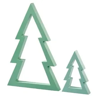 2 Deko-Tannen Holz Holztanne Weihnachtsbaum mintgrün  20.5/42.5 cm