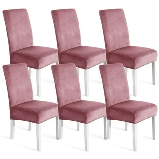 luxuskollektion Stuhlhusse Samt Rosa 6er Set