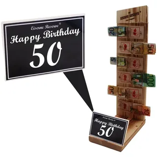 Originelle lustige Geldgeschenke zum 50. Geburtstag Geschenkideen für Männer und Frauen - Mausefalle Text s/w Happy Birthday 50 Geburtstag