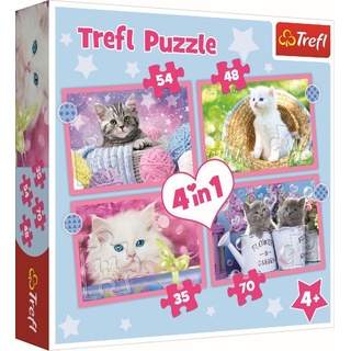 Trefl - 4 in 1 Puzzle 35, 48, 54, 70 Teile - Katzen