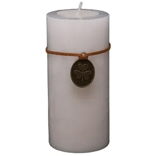 B&S Stumpenkerze Trendkerze weiss durchgefärbt 13 x Ø 6 cm weiß