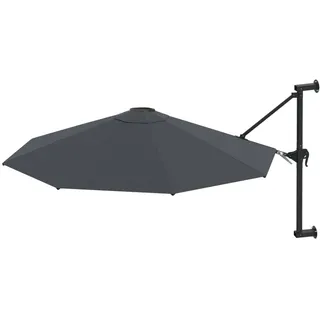 Gecheer Sonnenschirm zur Wandmontage mit Metall-Mast 300 cm Anthrazit, Gartenschirm Marktschirm Balkonschirm Strandschirm für Restaurantterrassen Park Picknick44865