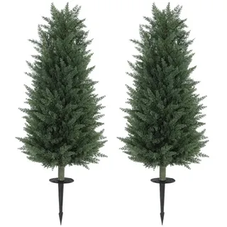 MC Star Künstlicher Weihnachtsbaum Zypresse 2er-Set mit Erdspieß 100 cm Plastik Kunstpflanze, künstliche Pflanzen, Kunstbaum wie echt Deko