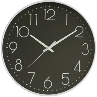 8-zoll-geräuschlose Wanduhr, Rund, Dekorativ, Leicht Lesbar, Für Zuhause, Wohnzimmer, Weißer Rahmen, Schwarz, Bootom-wort
