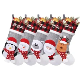 papasgix Weihnachtsstrumpf Personalisiert Großer Nikolausstrumpf mit Namen Weihnachtssocken Kamin Geschenktasche Nikolaussocke für Feiertags Familienparty Dekoration(Bunt K,4pcs)
