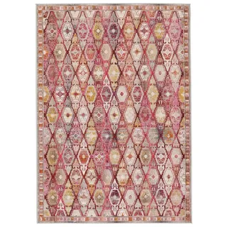 RugVista Nenax, In & Outdoor Teppich, Kurzflor, Rechteckig, 140 x 200 cm, Außenteppich, UV-beständig, Wasserfest, Allergikerfreundlich, Ideal für Balkon, Innenhof Garten und Terrasse, Rot/Rosa