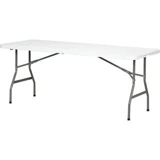 Outsunny Campingtisch Klapptisch 180x75x73cm für 6 Personen, weißer Buffettisch aus HDPE für Garten & Balkon   Aosom.de