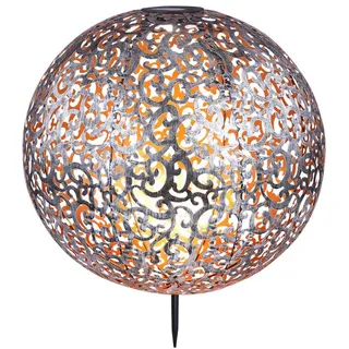 LED Solar-Stecklampe, Kugel, silber, 40 cm