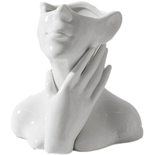 ZQYX Gesicht Pflanzer - Kopf Pflanzer, Indoor Pflanzer Moderner Minimalismus Nordischer Stil Keramik Skulptur Pflanzenhalter, Keramik Blumenvase Für Büro Heimtextilien