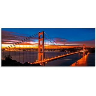 Artland Glasbild The Golden Gate Bridge am frühen Morgen, Brücken (1 St), in verschiedenen Größen blau