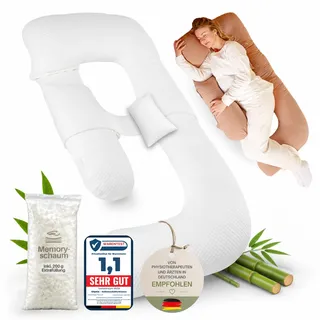 Ellphie Seitenschläferkissen XL, Schwangerschaftskissen, Stillkissen, Memory Foam Füllung, Kissenbezug 100% Baumwolle, Kuschelkissen, Lagerungskissen, Viskosebezug, Pregnancy Pillow, braun