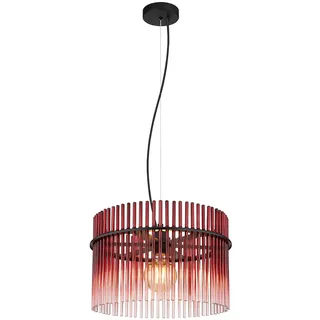 Hängelampe Esstischleuchte Glasstäbe rot brombeer Pendelleuchte Wohnzimmerlampe, schwarz, 1x E27, DxH 40 x 150 cm