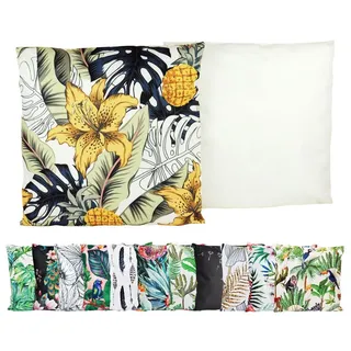 JACK Outdoor Lounge Kissen 45x45cm Motiv Dekokissen inkl. Füllung Wasserfest Sitzkissen Garten Stuhl, Farbe:Blütentraum Gold