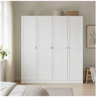 Home affaire Kleiderschrank Billund, skandinavischen Design & viel Stauraum, 2 Breiten 145/195 cm Viel Stauraum mit Böden & Kleiderstange, praktische Aufteilung weiß 195,5 cm x 200,1 cm x 61,7 cm