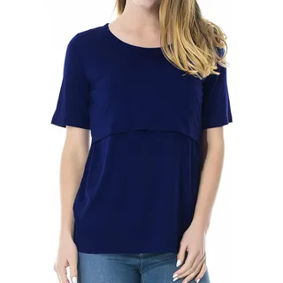 Smallshow Stillshirt Umstandstop T-Shirt Umstandsmode Umstandsshirt Schwangerschaft Kleidung Mutterschafts Kurzarm Shirt, Tiefblau, XL - XL