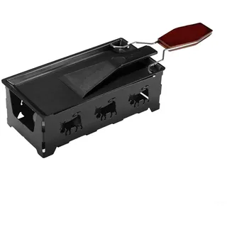 URPIZY Tragbarer Mini Raclette Grill Set Mit Käsepfanne Teelichtofen Für Indoor Outdoor Camping Garten Party Mit Antihaftbeschichtung Raclette-Set