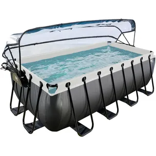 EXIT TOYS Black Leather Pool 400 x 200 x 122 cm inkl. Sandfilterpumpe und Abdeckung