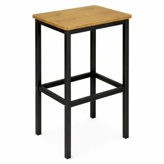 Begryf Barhocker ohne Rückenlehne 65 cm – Industrial Hocker mit schwarzem Metallgestell, Sitzfläche 40x30 cm in Eichefarben, Stabiler Loft Küchenhocker für Theke, Kücheninsel und Bar