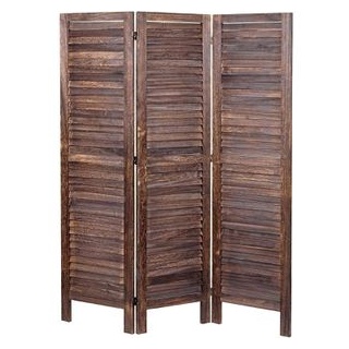 Mendler Paravent HWC-G30, innen, 3-teilig, Holz, Shabby-Look, braun, 120 x 170 cm