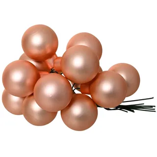Kaemingk Weihnachtsbaumkugel, Weihnachtskugeln am Draht 2,5cm Glas 12 Stück - Pfirsich Perle matt orange
