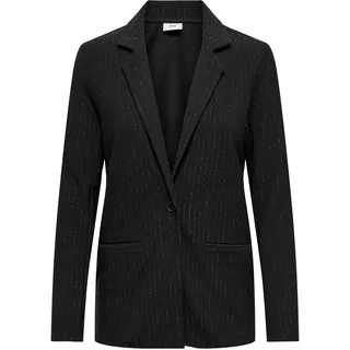 JACQUELINE de YONG JDY Damen Jacke Blazer JDYMary Lurex Sakko mit Glitzer-Nadelstreifen 15333728 Black Silver Pinstripe L - L