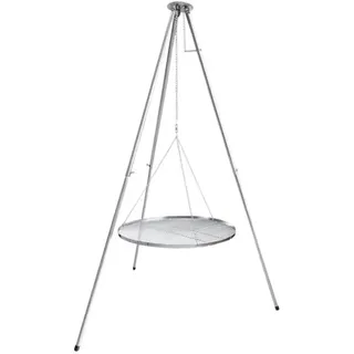 HeRo24 Edelstahl Dreibein T180S mit 50 cm Edelstahl Rost Kette Hacken Wirbel