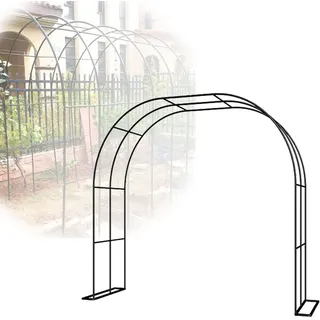 Metall Rosenbogen Rund Torbogen Rankgitter Feuerverzinkt Gartenbogen Breite 120/140/160/180/200/240/300/350 cm Tiefe 50cm Rankhilfe Rosenhilfe (B120 x H220cm, schwarz)