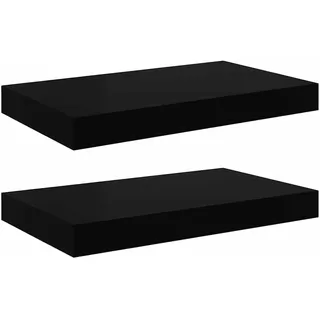 vidaXL 2X Wandregal Schwebend Hängeregal Wandboard Bücherregal Regalbrett Schweberegal CD DVD Regal Dekoregal Schwarz 40x23x3,8cm MDF