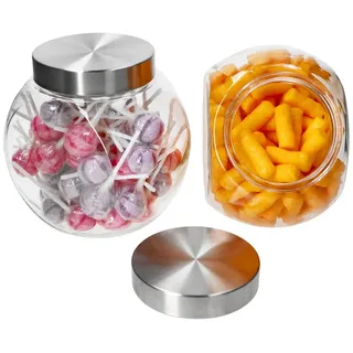 MamboCat Vorratsglas MamboCat 2x Dora Keksglas 2L Bonbonniere Glasdose Metall-Deckel, Glas