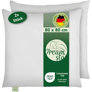 DREAMSTAR Eco Allergiker Kopfkissen 80x80 cm 2er Set waschbar | Kissen Allergiker geeignet | 100% Mikrofaser Pillow | Öko-TEX® Zertifiziert | anschmiegsam & geruchsfrei | 80 x 80 cm