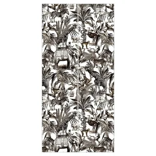 Bilderdepot24 Schiebegardine Flächenvorhang blickdicht Elefante Giraffe Zebra Tiger (2 St), halbtransparent, Wohnzimmer große Flächengardine lichtdurchlässig als Klemm-System grau 120 cm x 250 cm