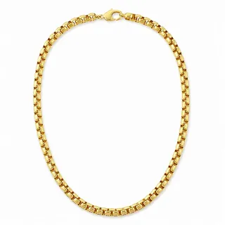 Tony Fein Kette ohne Anhänger Erbskette Venezianer 585 vergoldet Hochglanzpoliert Diamantiert, Made in Italy für Damen und Herren 47 cm