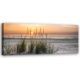 Feeby Leinwand Bilder - Nordsee - Meer - 90x30 cm- Deko Wohnzimmer - Wandbilder Schlafzimmer - Deko Aesthetic - Wand Deko - Leinwand Groß - Bäume - Deko Zimmer - Leinwandbilder XXL