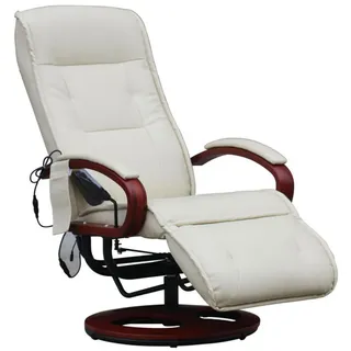 berlinlodge Massagesessel Athene Leder 69 x 118 x 143 cm Creme mit Massagefunktion