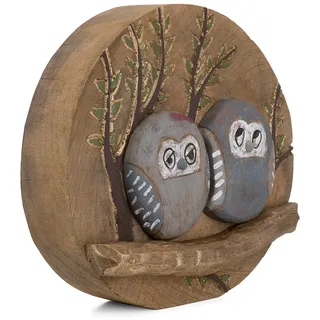 moritz Eulen Deko Eulenfigur 29x28x10 cm Eulen Figuren Skulptur Eulenpärchen aus Holz tolles Geschenk