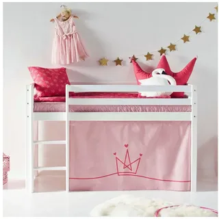 Hoppekids Hochbett ECO Dream, Kinderbett, Spielbett, Halbhohes Bett aus Massivholz inkl. Vorhang-Set Creator, Bettgröße & Matratze wählbar rosa 81 cm x 168 cm x 105 cm
