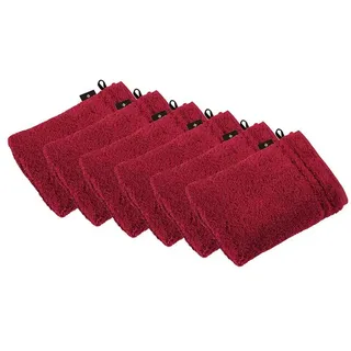 Vossen Waschhandschuh 6er Pack Waschhandschuh 22 x 16 cm Vienna Style Su, Frottier (Spar-Set, 6-St) rot