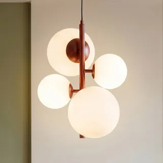 Glas Hängelampe Joel ALDEX, dimmbar, rot, für Wohn- / Esszimmer, Metall, Modern, Pendelleuchte - 46 cm - 46 cm - 120 cm