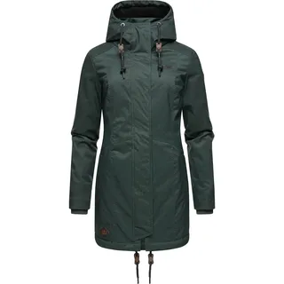 Winterjacke RAGWEAR "Tunned", Damen, Gr. XXL (44), grün (dunkelgrün), Außenmaterial: 100% Polyester. Innenfutter: 100% Polyester. Wattierung: 100% Polyester, figurbetont Po-bedeckend, Ärmel ohne Ärmelschlitz Rippstrickbündchen, Jacken Winterjacke, stylischer Winterparka mit Teddyfell Innenfutter
