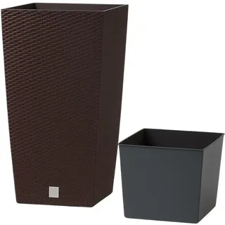 Blumentopf Übertopf Blumenkübel 325 x 325mm Umbra Rattan Einsatz 49L Pflanztopf Pflanzkübel Rattan-Optik Rato Polyrattan Kunststoff Innentopf Wetterfest