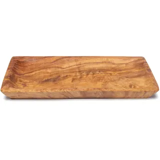 Eckige Olivenholz-Schale - Allzweckschale & Polentaschale für Lebensmittel - Flach, handgefertigt, 28x16x2 cm - 100% Olivenholz Italien