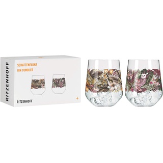 RITZENHOFF 3701002 Gin-Glas 700 ml – Serie Schattenfauna Set Nr. 2 – 2 Stück, Leopard & Eule – Made in Germany