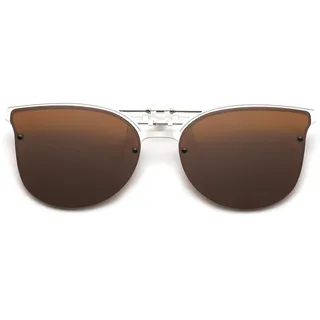 Long Keeper Sonnenbrillen Clip Polarisiert - Clip On Sonnenbrille für Brillenträger, Metall Katzenauge Sonnenbrillen Aufsatz Brille für Damen Herren - 5.51 inches