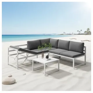 Melko Gartenlounge-Set 3-tlg. mit Liegefunktion weiß