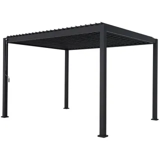 Leco Pergola Pergola Überdachung Lamellenpergola Sonnenschutz Sonnendach DELUXE, Gestell aus Aluminium pulverbeschichtet grau