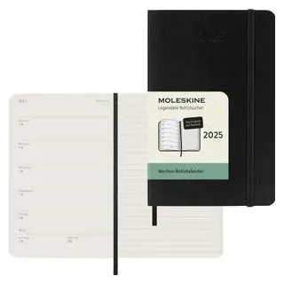 Moleskine Taschenkalender Pocket, Jahr 2025, 1 Woche auf 2 Seiten, Softcover, deutsch, A6