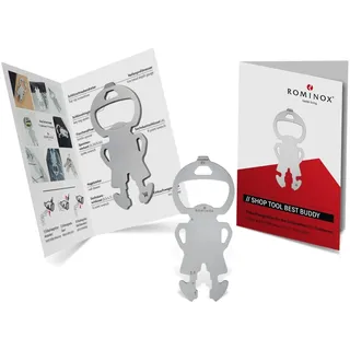 Geschenkartikel: ROMINOX Shop Tool // Best Buddy – 11 Funktionen, Einkaufswagenlöser mit Zusatzfunktionen, Edelstahl Keytools, Multifunktionswerkzeug, Kleinigkeit für Adventskalender